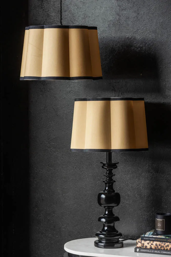 Parchment & Black Scalloped Lampshade