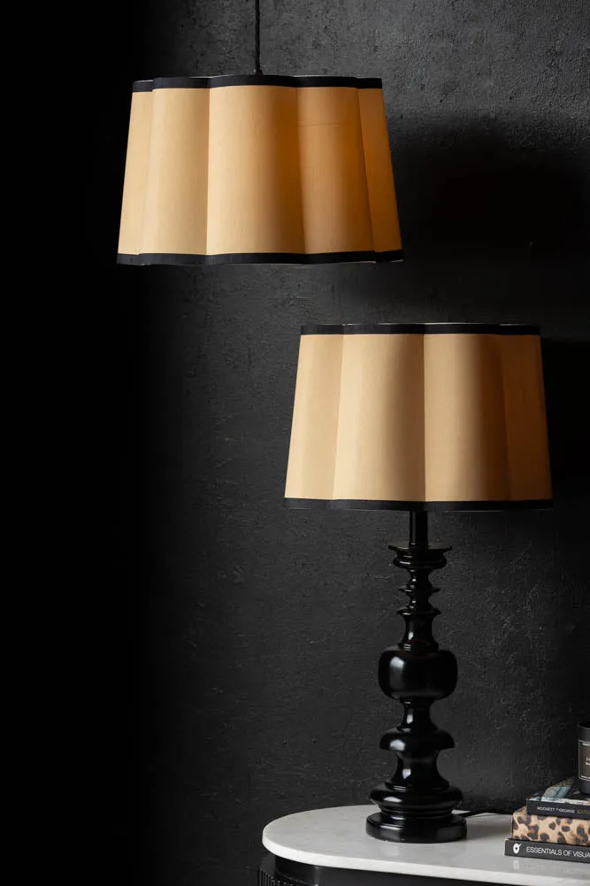 Parchment & Black Scalloped Lampshade