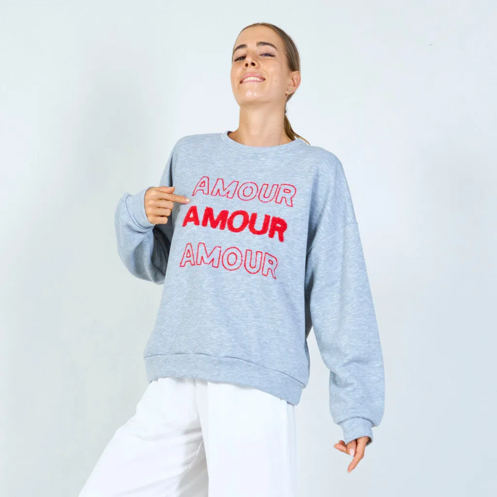 "Amour" embroidered sweatshirt wholesale