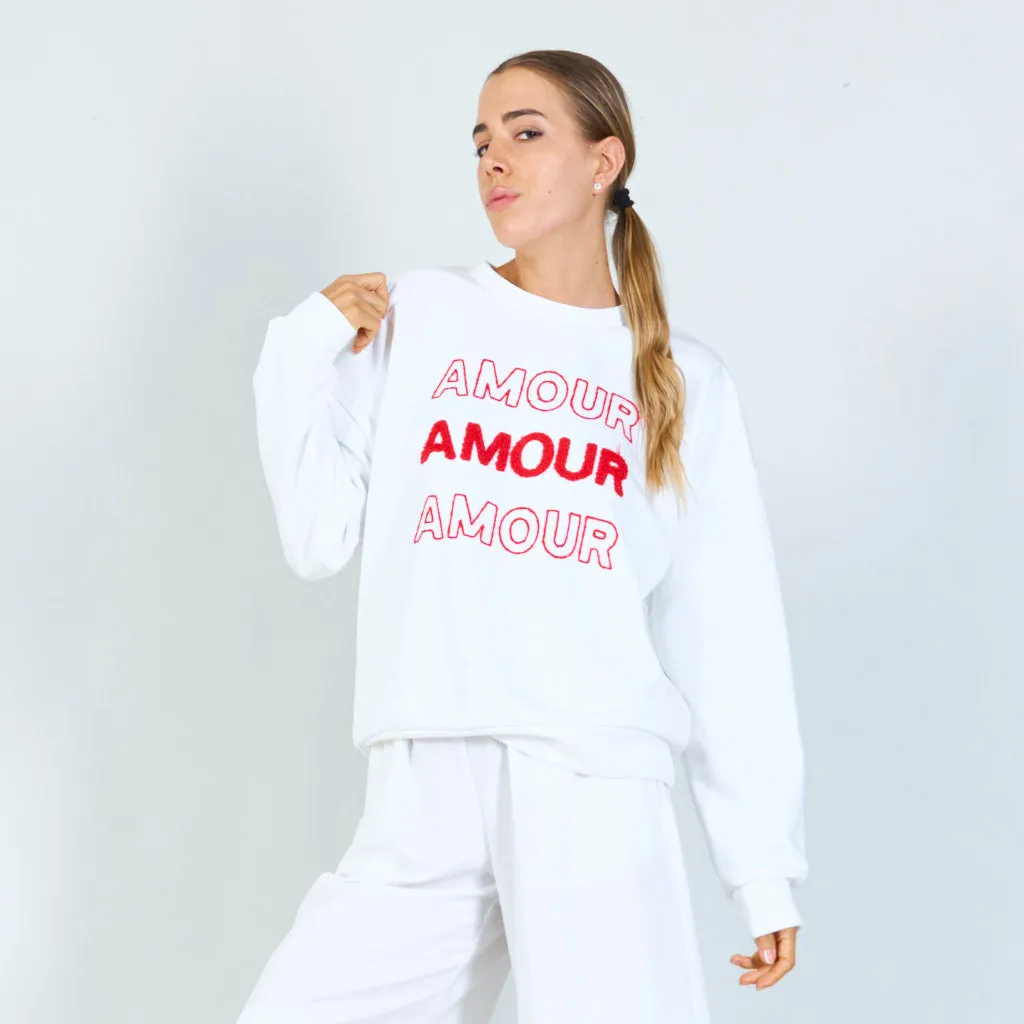 "Amour" embroidered sweatshirt wholesale