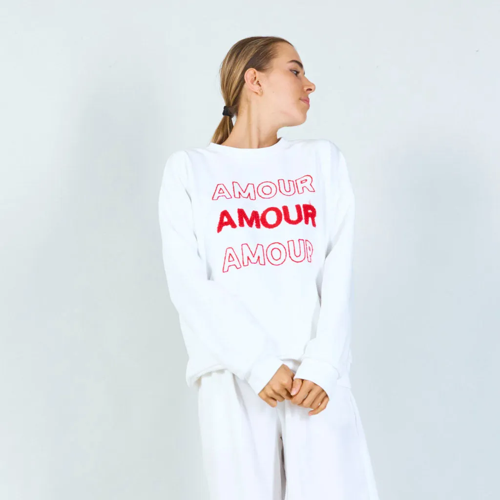 "Amour" embroidered sweatshirt wholesale