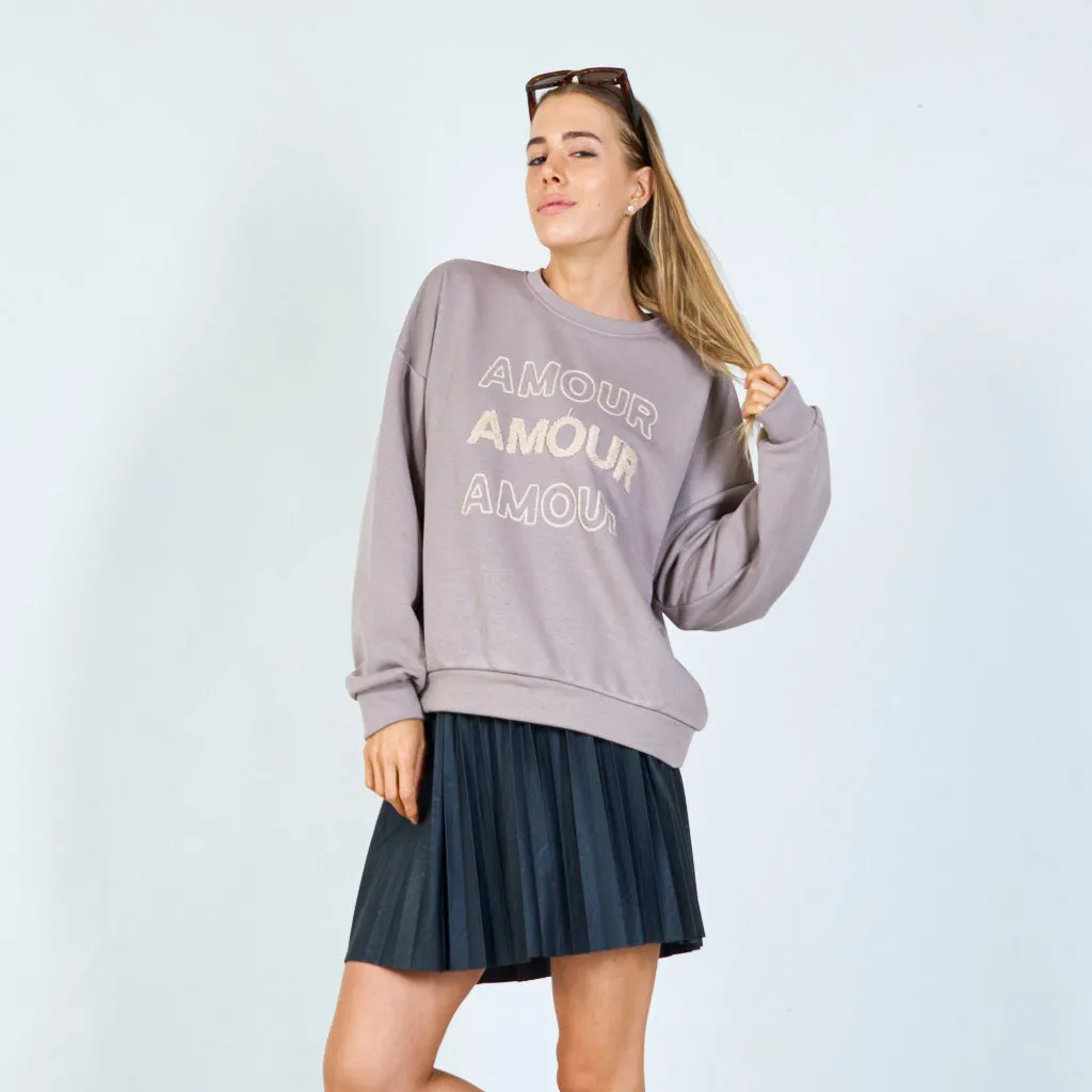 "Amour" embroidered sweatshirt wholesale