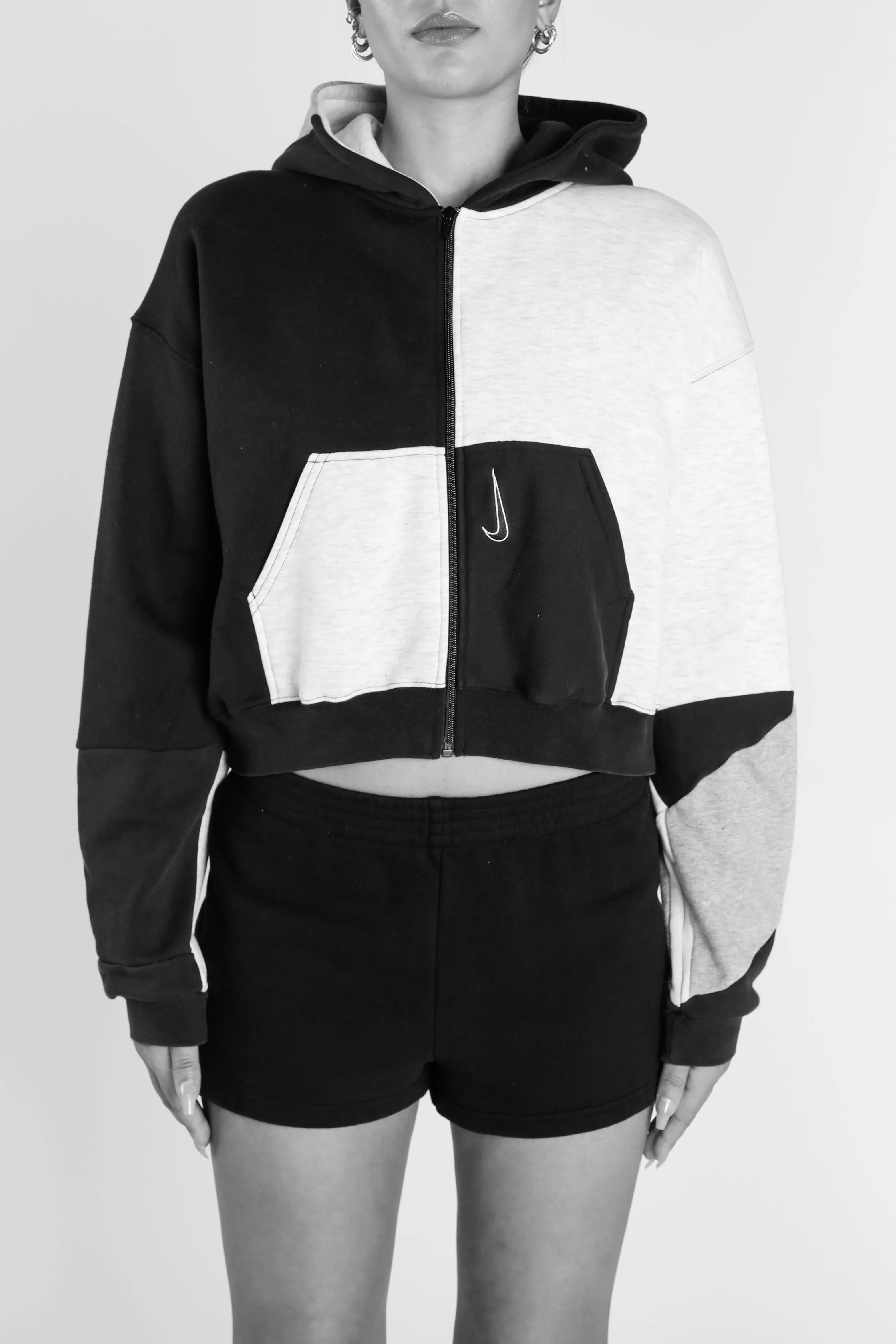 Rework Adidas Crop Zip Hoodie - S