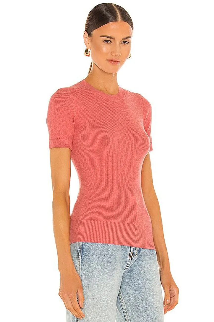 Rosanna Pink Ribbed Short Sleeve Crew Neck