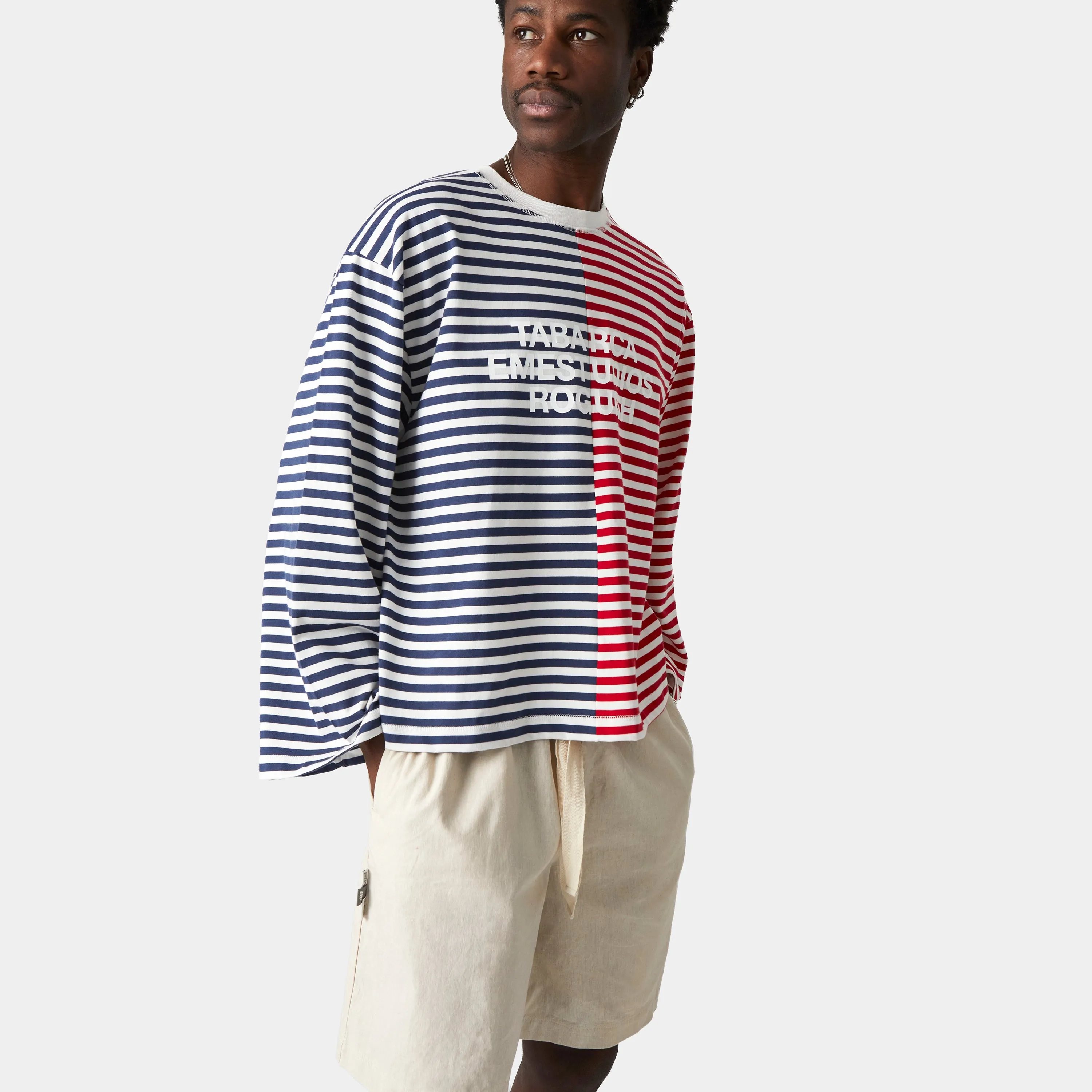 Rouguish Navy Striped LS