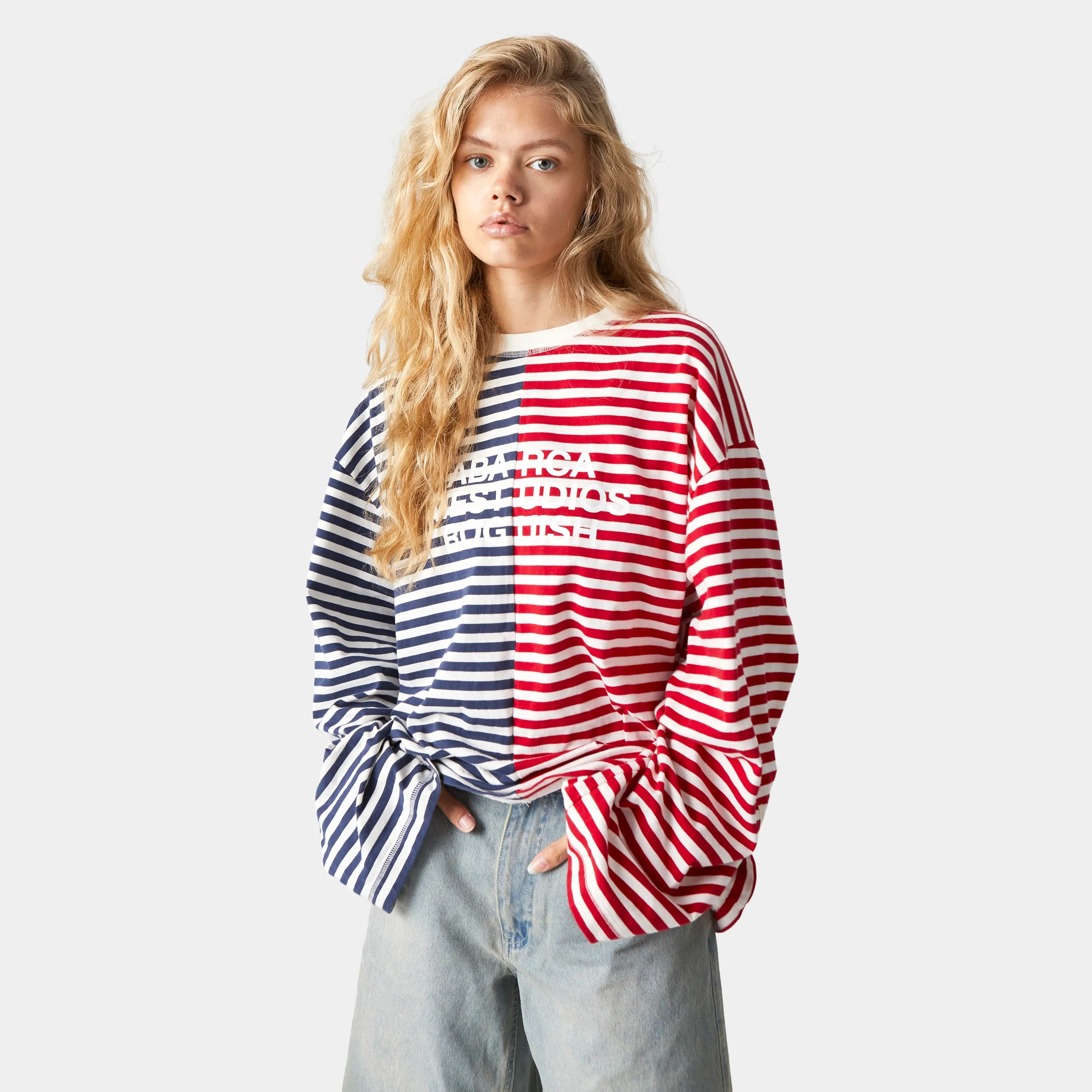 Rouguish Navy Striped LS