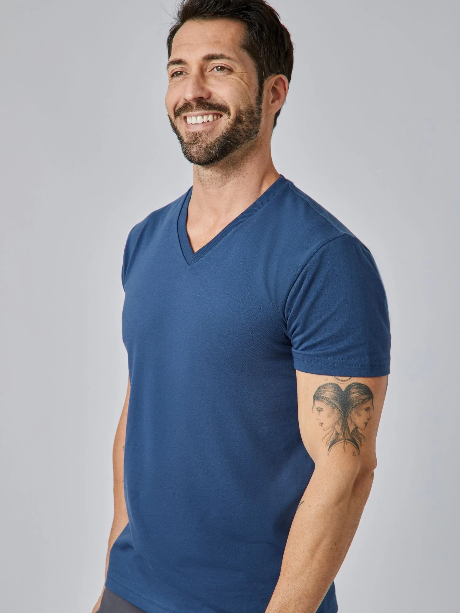 Steel Blue V-Neck