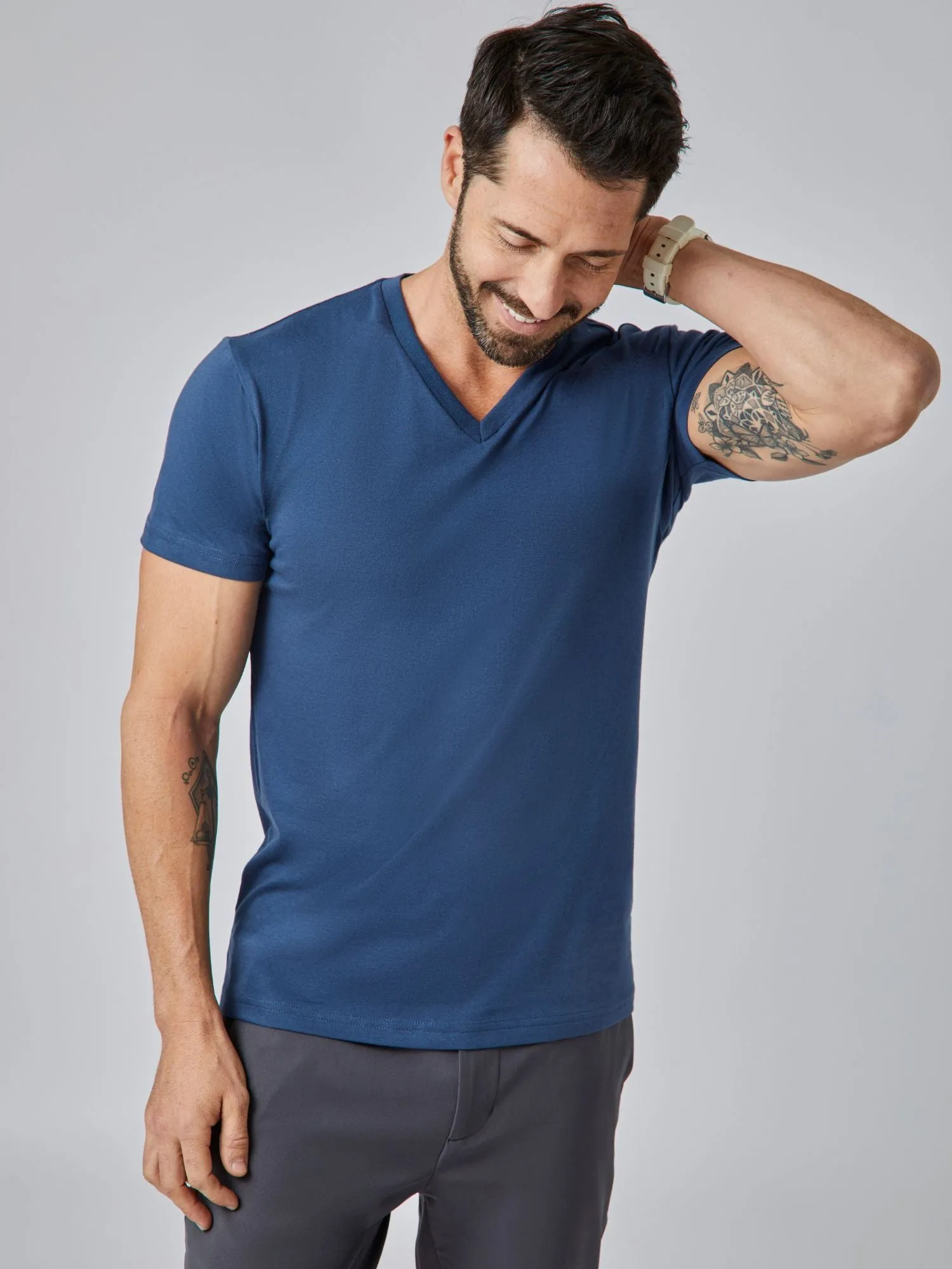 Steel Blue V-Neck