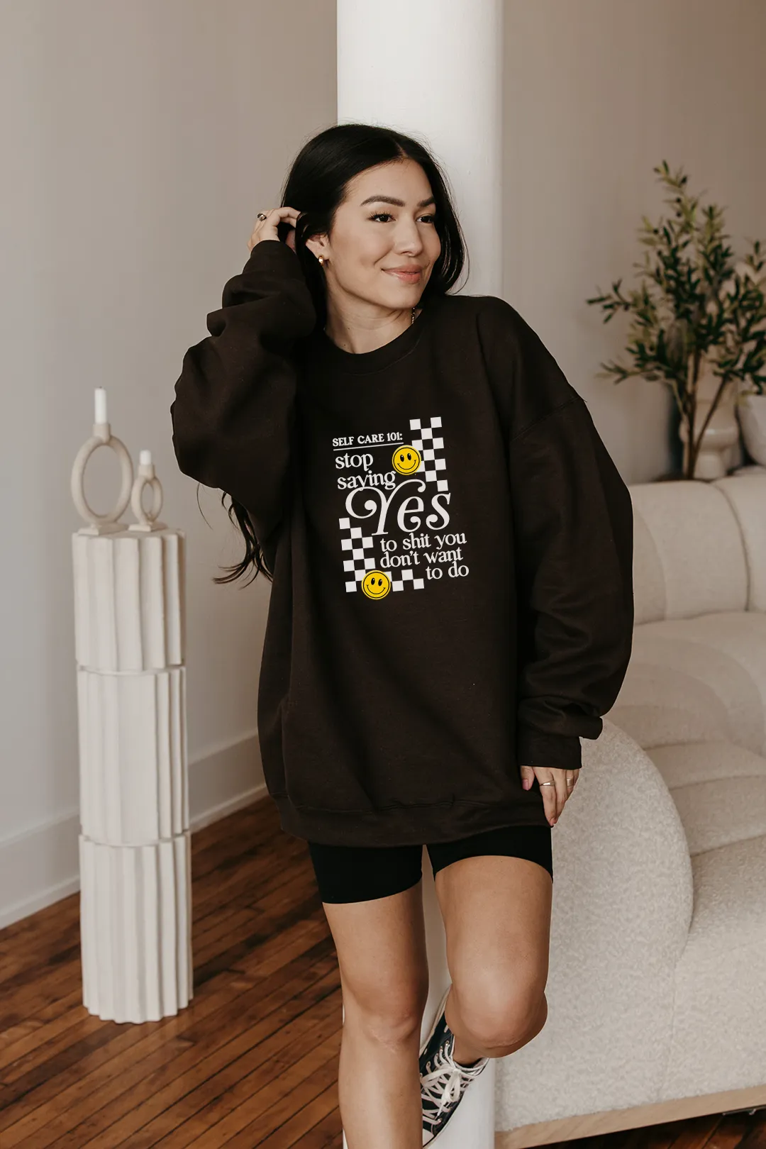 Stop Saying Yes crewneck - Dark Chocolate