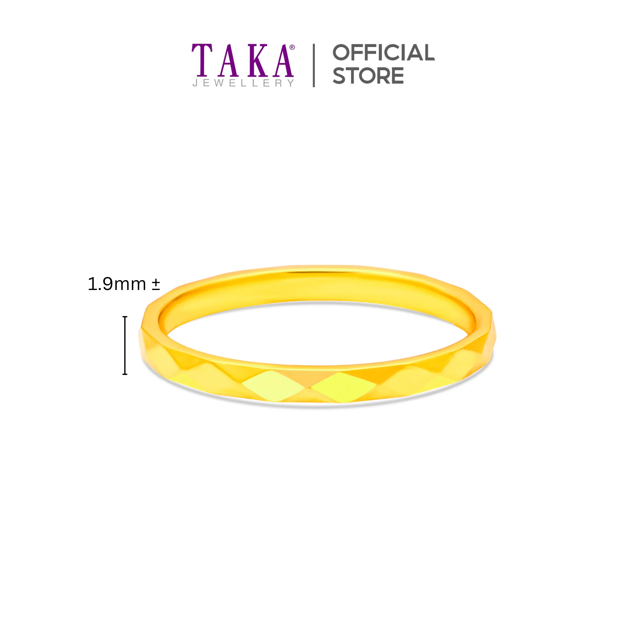 TAKA Jewellery 999 Pure Gold 5G Ring Diamond Cutting