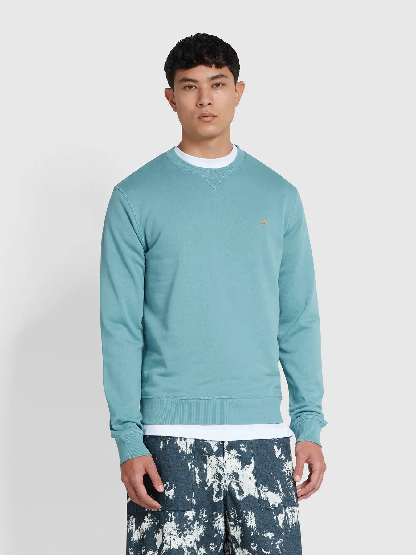 Tim Organic Cotton Crew Neck Sweatshirt In Brook Blue