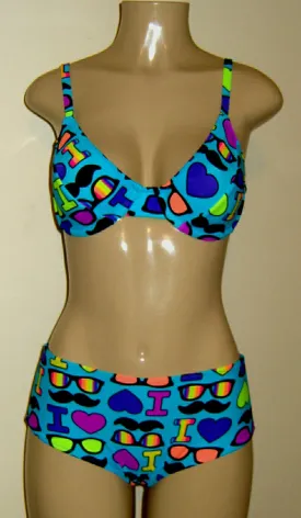 V-Neck Underwire Bikini Top and High Waisted Swimwear Bottom