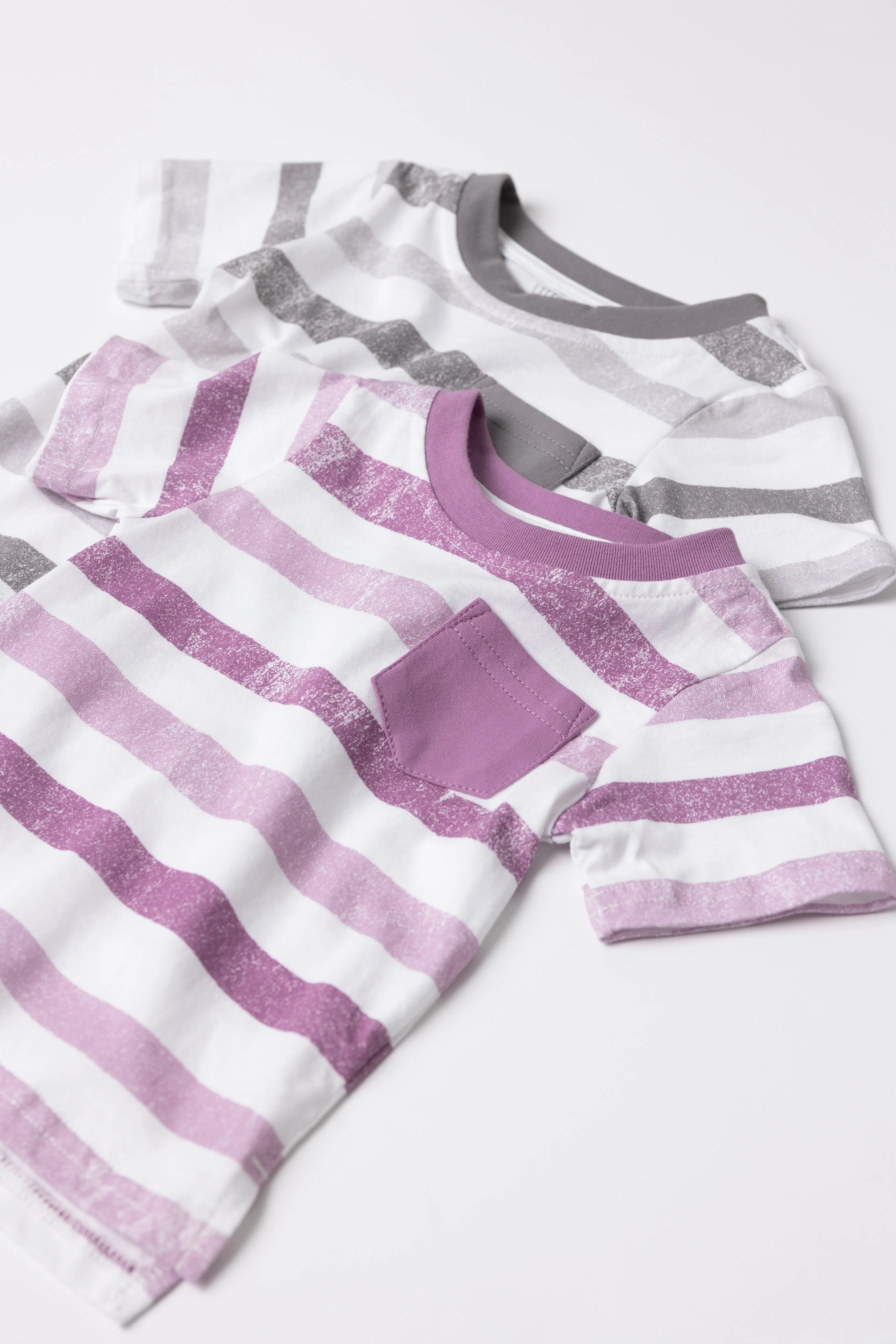 Watercolor Striped Classic Tee - Charcoal