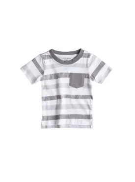 Watercolor Striped Classic Tee - Charcoal