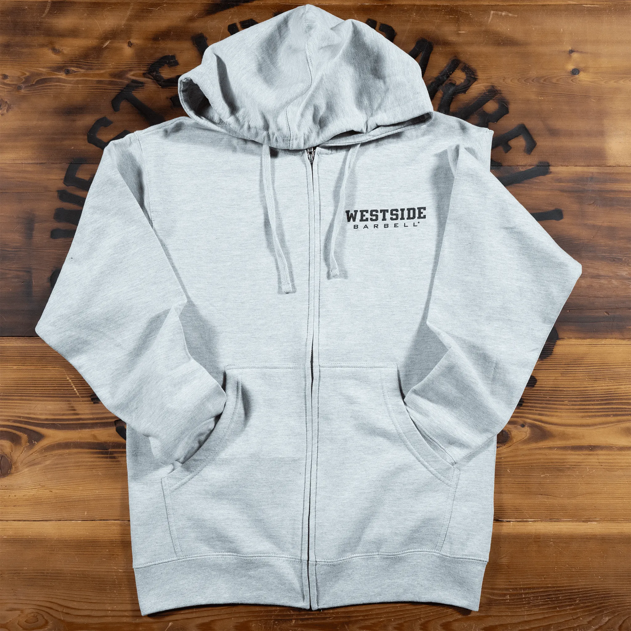 Westside Barbell Left Chest Logo Mens Full Zip Hooded Sweatshirt - Heather Grey