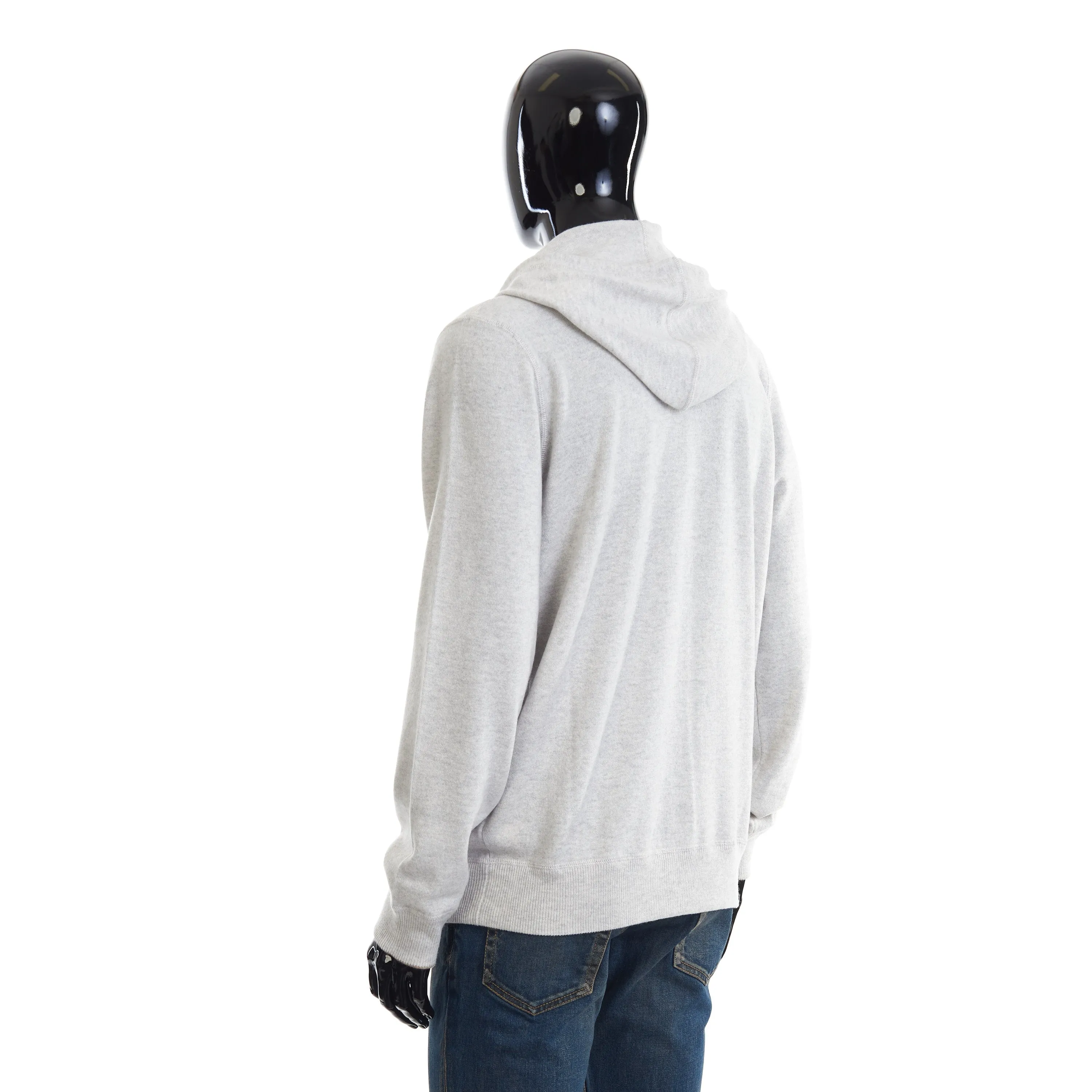 White Cashmere Sweatshirt-Style Cardigan With Hood