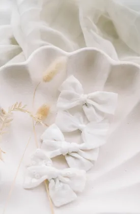 White Linen Bow - Headband