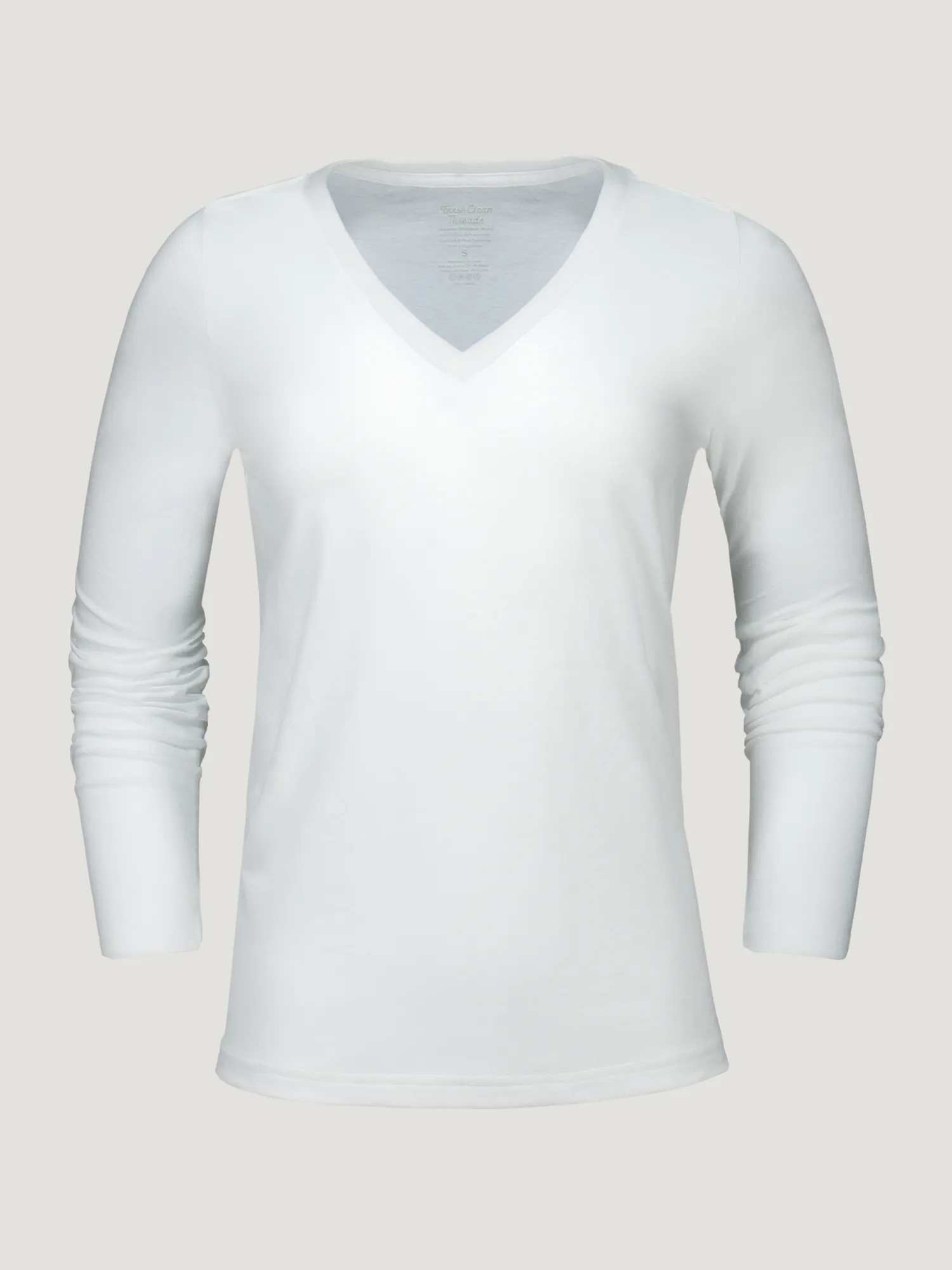 Women's White Long Sleeve V-Neck